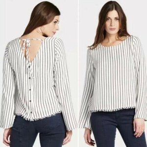 Anthropologie Striped Button Back Blouse By Cloth & Stone